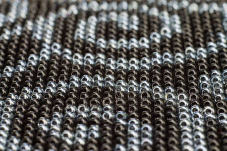 abstract pattern of black and silver beads macroの写真素材