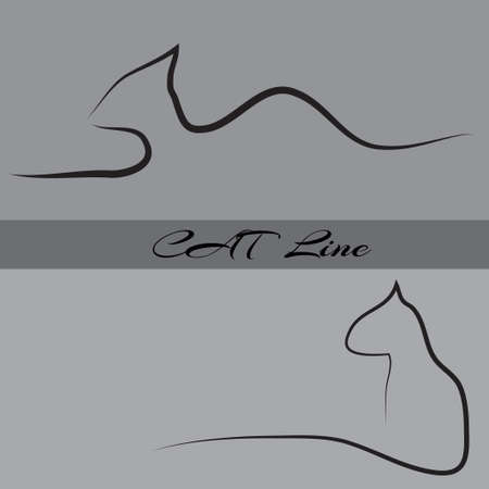 simple hand drawing of a cat of the linesのイラスト素材