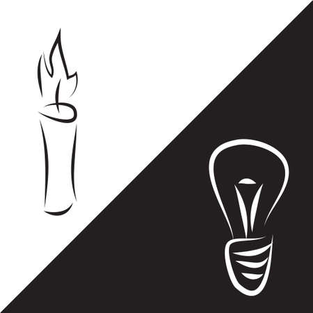 hand-drawing the contour lines of candle and lampのイラスト素材