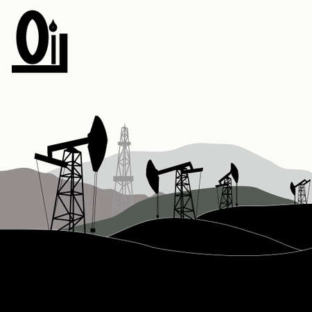 black and white landscape with towers extracting oil
