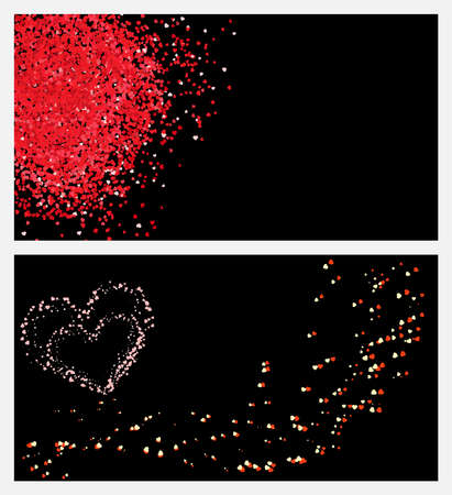 set of  design  with hearts on a black backgroundのイラスト素材