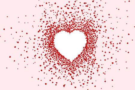 abstract pink background of  red small heartsのイラスト素材