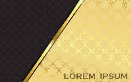 pattern with a pattern on a gold and black background for vouchers, coupons, certificates, discountsのイラスト素材