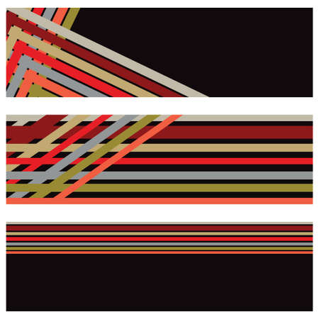 set of banners with colorful pattern of lines on a dark backgroundのイラスト素材