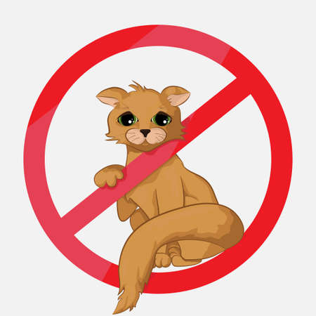 Sad cat in the prohibitory signs. Stop animal.のイラスト素材