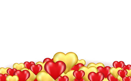 border of red and gold hearts volumetricのイラスト素材