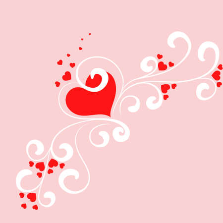 red heart with a white pattern on a pink backgroundのイラスト素材