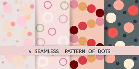 Set of four vector seamless pattern with dots for textiles or fabricsのイラスト素材