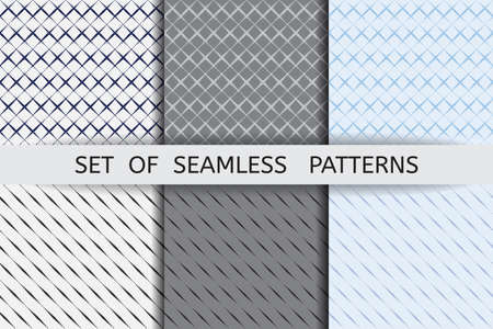 Set of seamless patterns from lines and a gridのイラスト素材