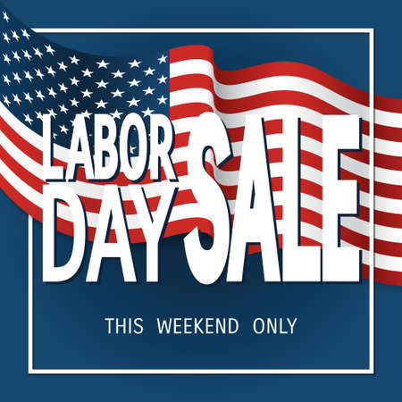 Labor Day Sale poster with a US flagのイラスト素材