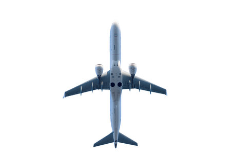 Passenger Jet Airplane flying isolatedの写真素材