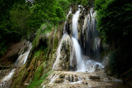 Clocota waterfall from the resort of Geoagiu-Baiの写真素材