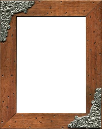 Romantic frame, wood and silverの写真素材