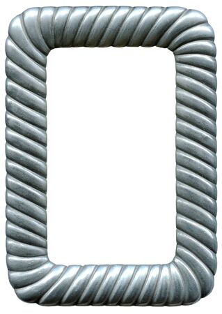 Silver frame, art nouveau on whiteの写真素材