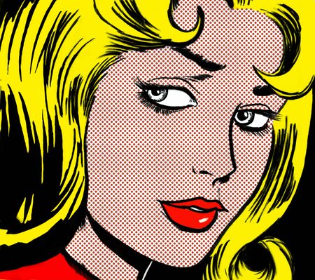 Girl face in the style of 60s comic books, pop artの写真素材