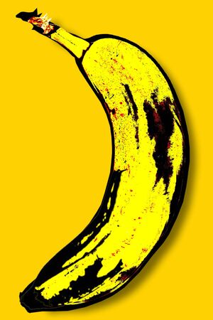Yellow Banana on yellowの写真素材