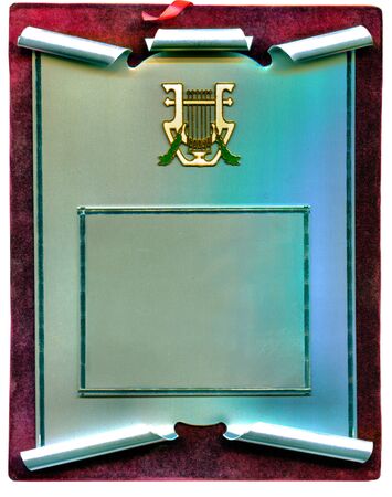 Blank award plaque, souvenir plaque, musicの写真素材