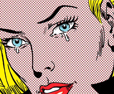 illustration of a girl face in the style of 60s comic books, pop artの写真素材