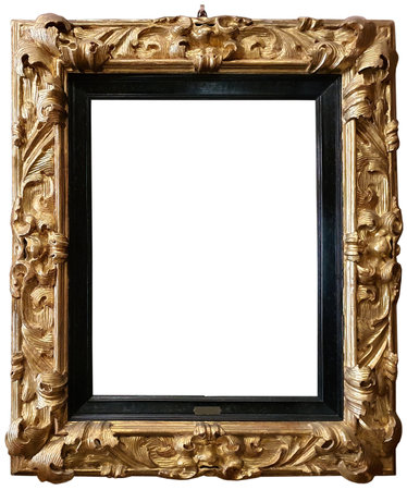 Rococo gold frame isolated on whiteの写真素材