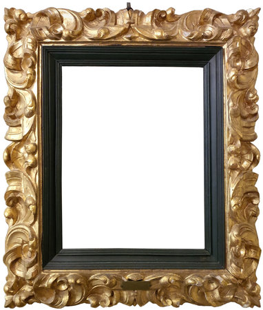 Rococo gold frame isolated on whiteの写真素材
