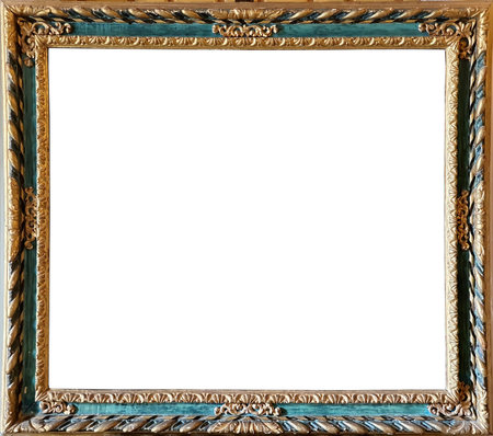 Rococo gold frame isolated on whiteの写真素材