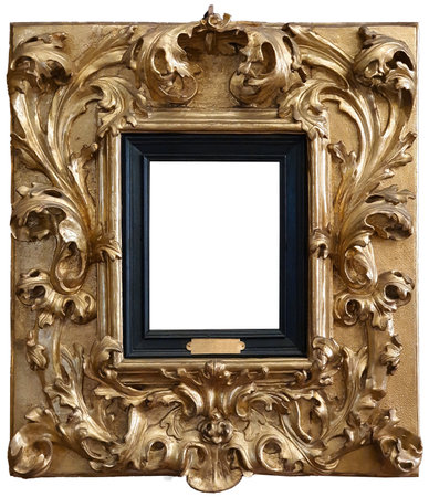 Rococo gold frame isolated on whiteの写真素材