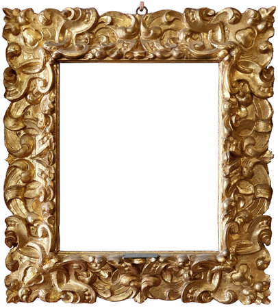 Rococo gold frame isolated on whiteの写真素材