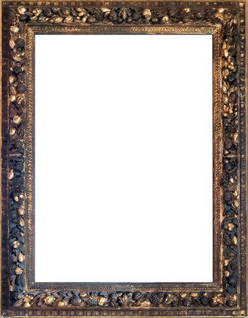 Rococo gold frame isolated on whiteの写真素材