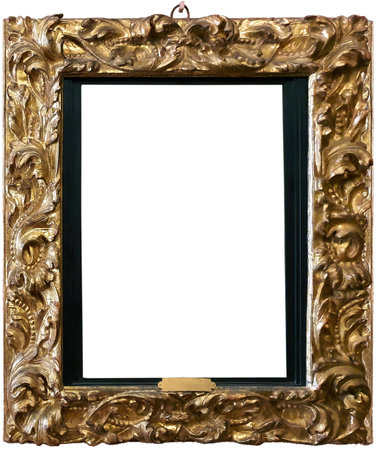 Rococo gold frame isolated on whiteの写真素材