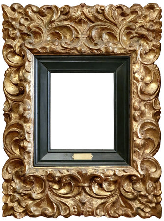 Rococo gold frame isolated on whiteの写真素材