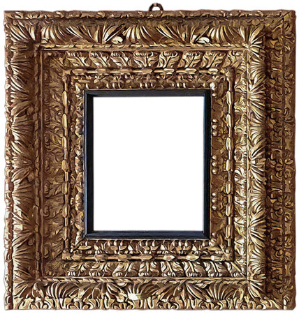 Rococo gold frame isolated on whiteの写真素材