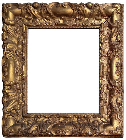 Rococo gold frame isolated on whiteの写真素材