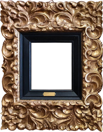 Rococo gold frame isolated on whiteの写真素材