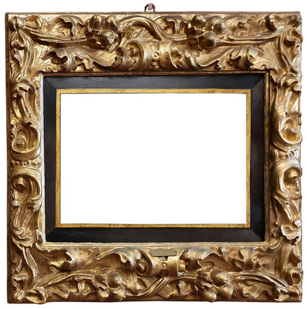 Rococo gold frame isolated on whiteの写真素材