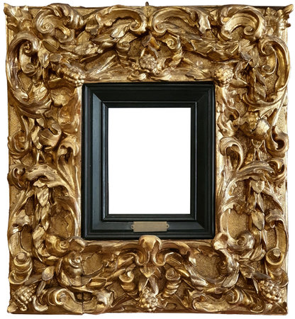 Rococo gold frame isolated on whiteの写真素材