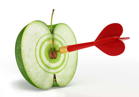 Apple with a target on a white background  High quality 3d renderの写真素材