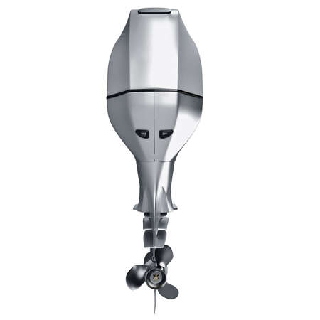 Modern engines for motor boats isolated on white backgroundの写真素材