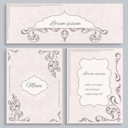Set ornament vintage cards and invitations, with a pattern in the Victorian style. It can be used to print design. Vector illustrationのイラスト素材