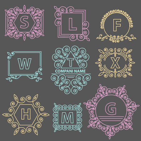 elegant ornament lines. Business sign, emblem for Restaurant, Boutique, Hotel, Jewelry, Fashion. Isolated vector illustrationのイラスト素材