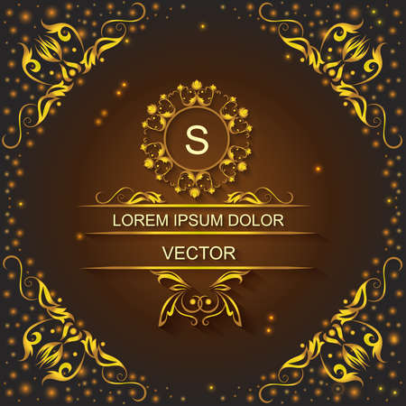 Elegant corporate style card with pattern on brown background,のイラスト素材