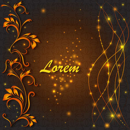 Elegant greeting ornamental card with pattern floral design, decorated shiny lights. Vector Illustrationのイラスト素材