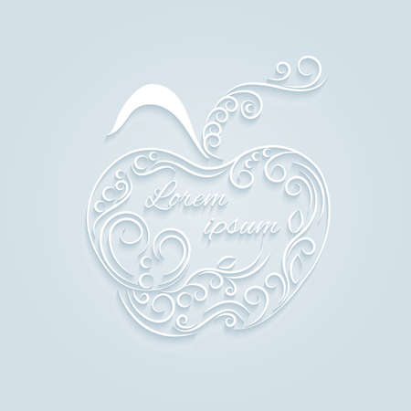 Decorative, ornamental apple on a gray background with shadow. Vector Illustrationのイラスト素材