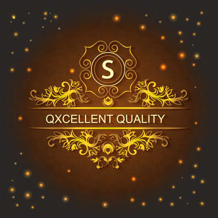 Corporate style card with pattern on brown background, decorated shiny lights.のイラスト素材