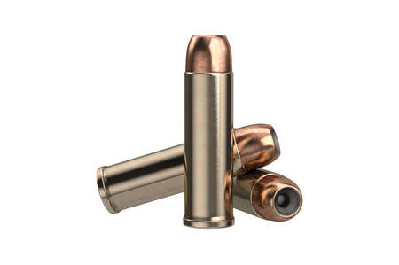 Bullet gun weapon with round shell. 3D graphic