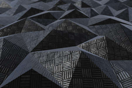Metallic pattern texture abstract geometric polygonal background. 3D rendering