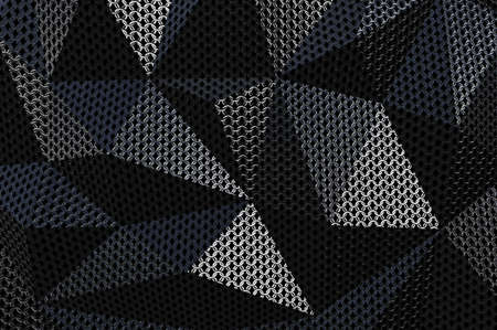 Metallic chain armor abstract geometric triangular background. 3D rendering