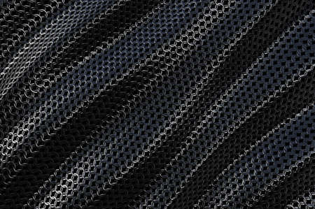 Dark metallic chain armorabstract wave curve background. 3D rendering