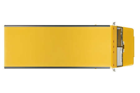 Food truck mobile yellow cafe, top view. 3D renderingの写真素材