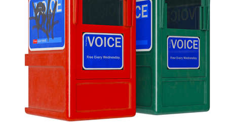 Newspaper box metal, isolated on white background, close view. 3D rendering