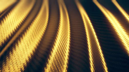 Carbon gold wave soft curve background. 3D renderingの写真素材